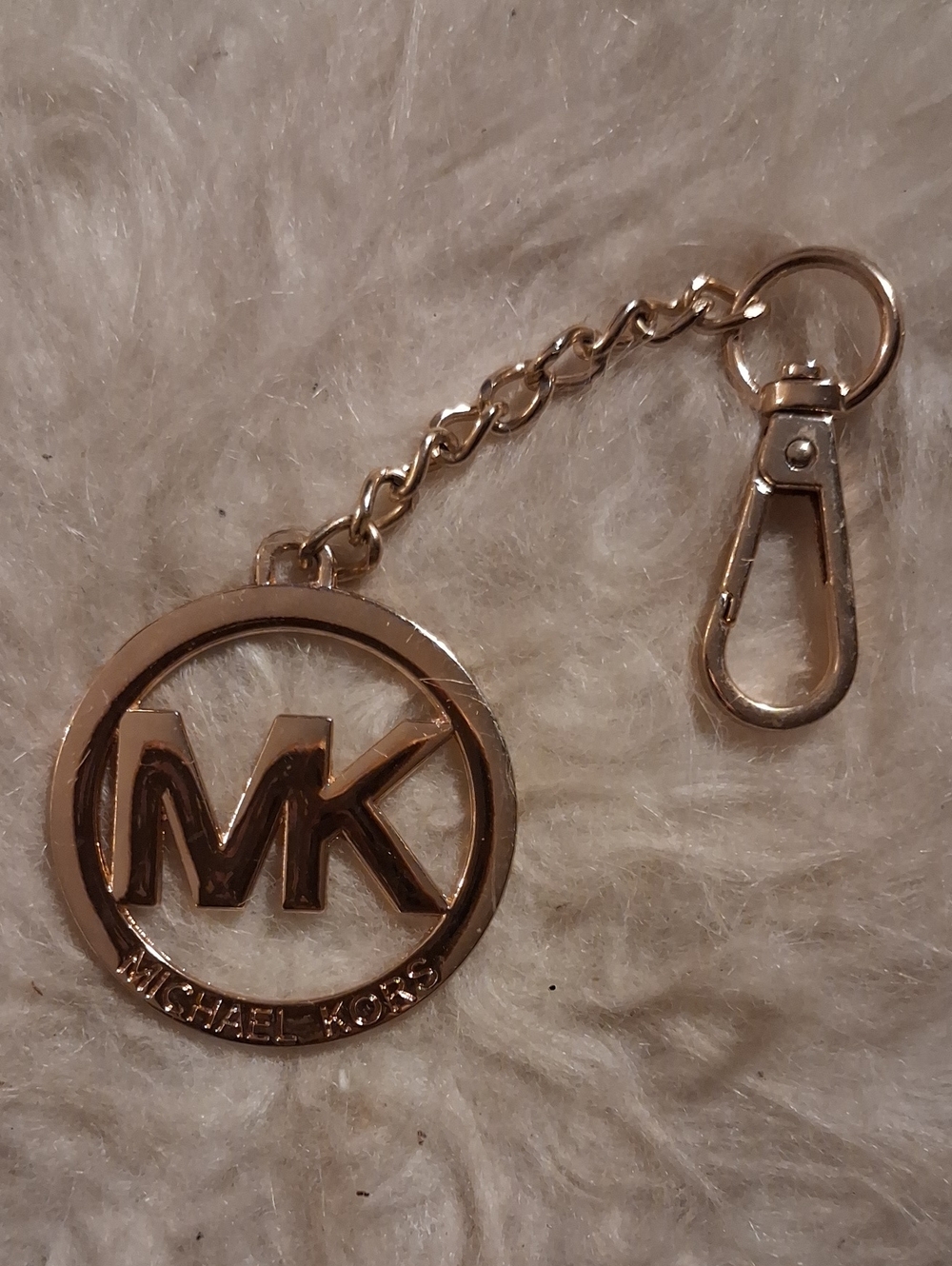Michael Kors Rose Gold MK Circle Logo Keychain Bag Charm